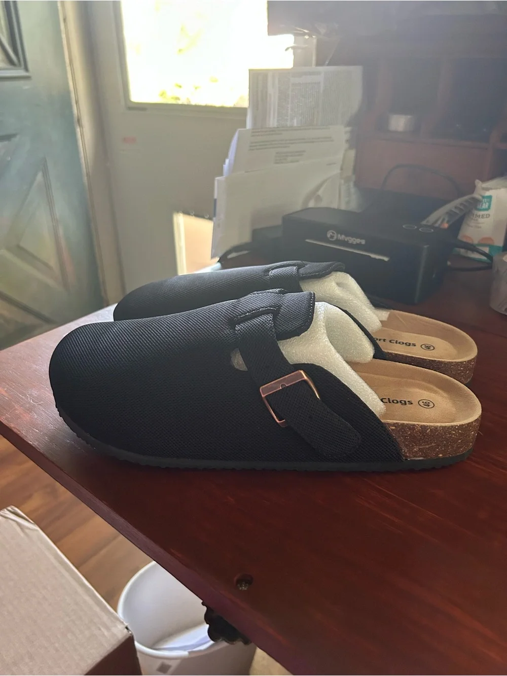 Black Men's Slip-On Clog with Adjustable Buckle